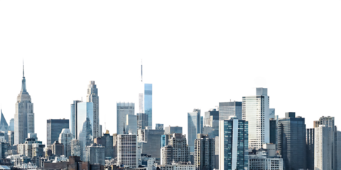 new york city skyline isolated on white background PNG.GENERATIVE AI