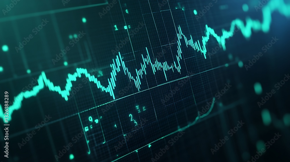 Poster digital data visualization with abstract graphs and charts for finance and technology themes