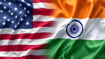 India and USA Flags Blended Together - Symbol of International Unity and Friendship