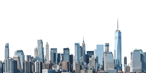new york city skyline isolated on white background PNG.GENERATIVE AI