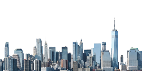 new york city skyline isolated on white background PNG.GENERATIVE AI