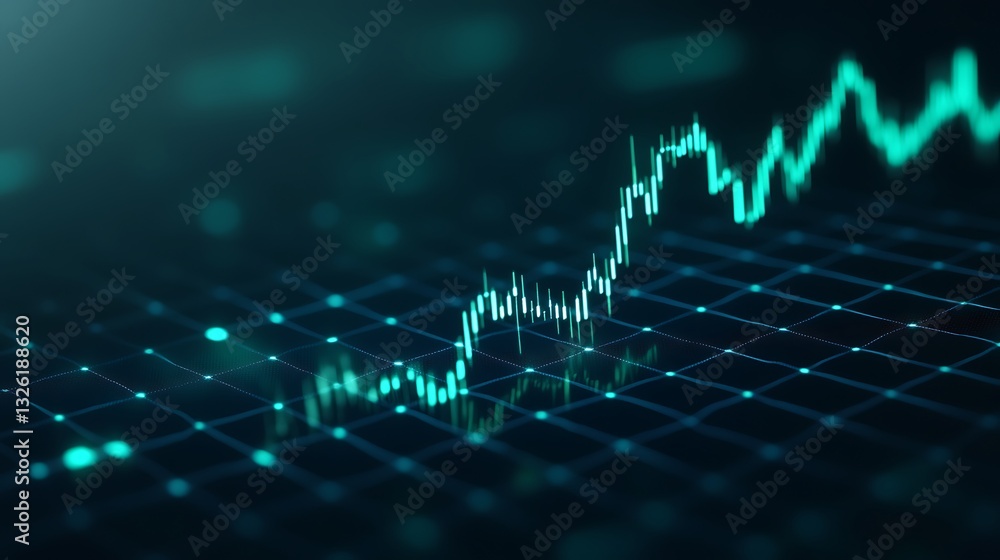 Poster digital finance chart rising indicator with abstract background and data visualization technology co