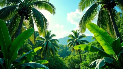 dense jungle with blue sky