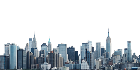 new york city skyline isolated on white background PNG.GENERATIVE AI
