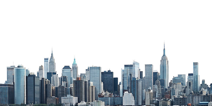 new york city skyline isolated on white background PNG.GENERATIVE AI
