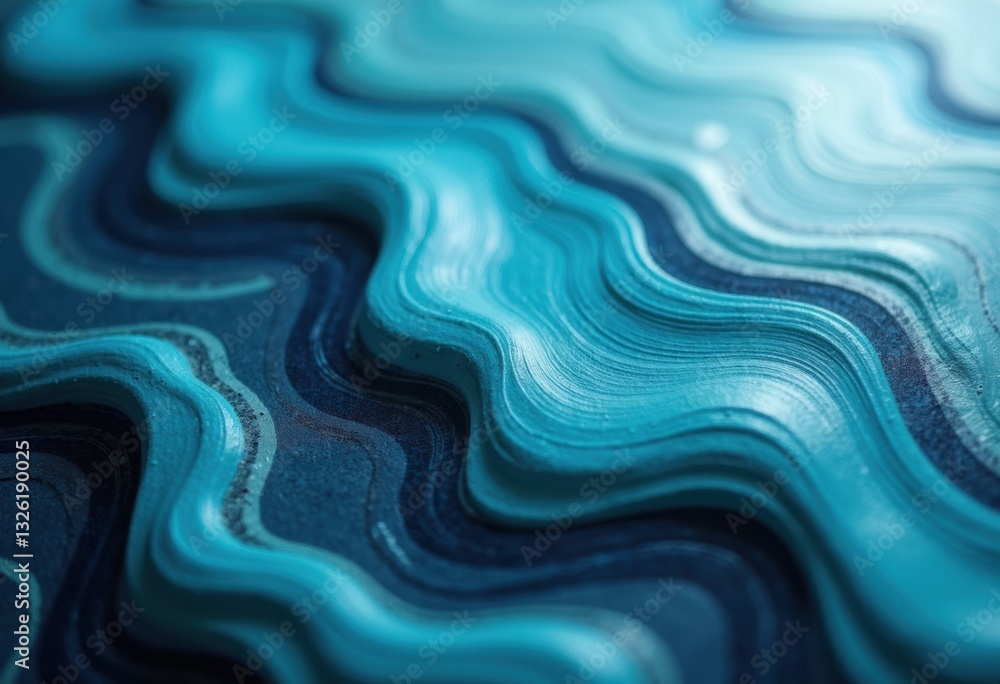 Poster abstract wavy patterns in shades of blue and teal create a mesmerizing visual effect