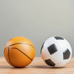 A basketball and soccer ball fused together, symbolizing sports unity