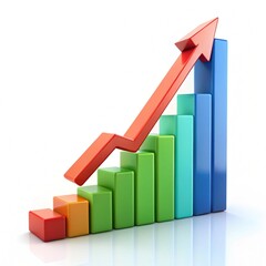 3D growth graph with arrow isolated