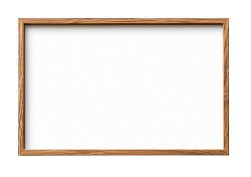 isolated transparent Background. Empty wooden frame with warm walnut finish, perfect for artwork display