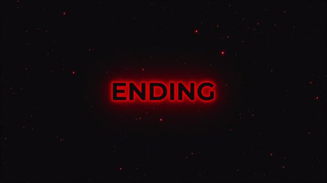 Red Neon 'Stream Ending' Animation on Dark Sci-Fi Starry Background &ndash; Minimalist Outro