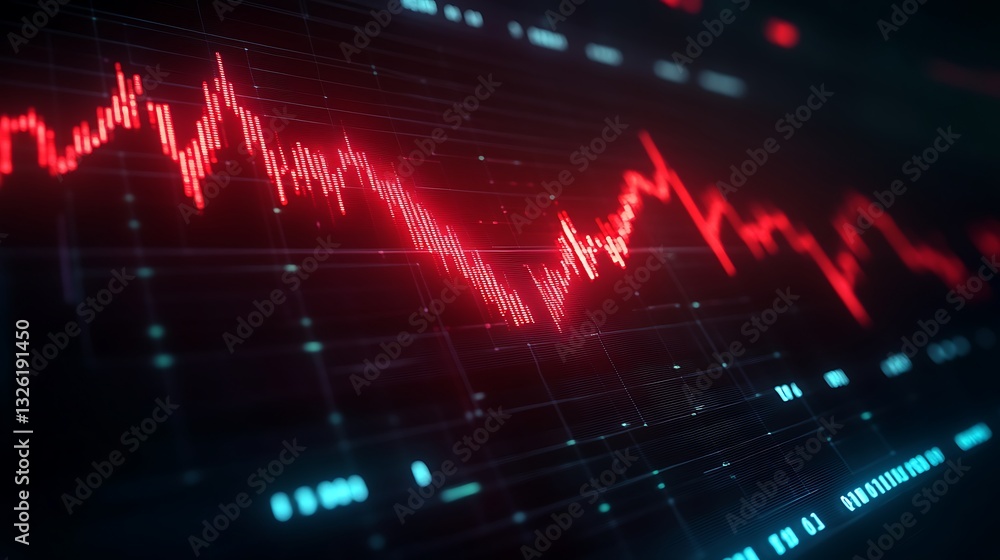 Poster dynamic stock market trend graph visualizing fluctuations and data insights in digital format