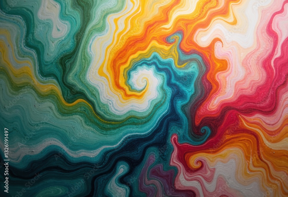 Poster vibrant abstract swirl pattern with colorful waves and fluid shapes