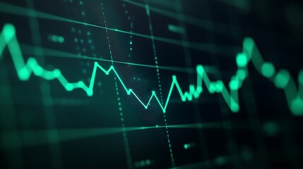 Financial Chart Displaying Fluctuating Data in Green Colors with Abstract Background for Business Analysis
