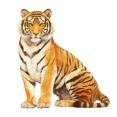 Obraz premium Digital art of a majestic tiger close-up in its natural jungle wildlife habitat