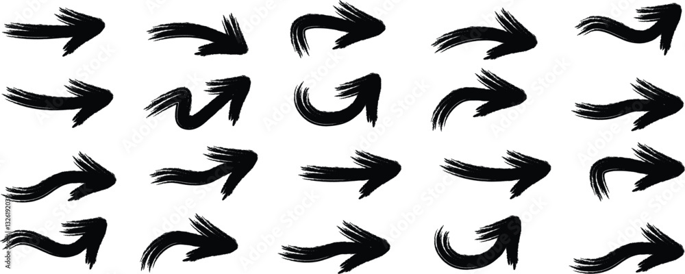 Poster hand drawn arrows set. grunge arrow vector. sketch arrow vector set. vector arrows doodle on white b