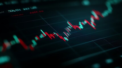 Fototapeta premium Financial Market Data Visualization with Colorful Candlestick Chart Displaying Stock Trends and Analytics