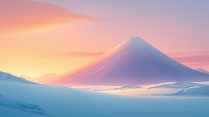 Serene Sunset over Snowy Mountain Peak