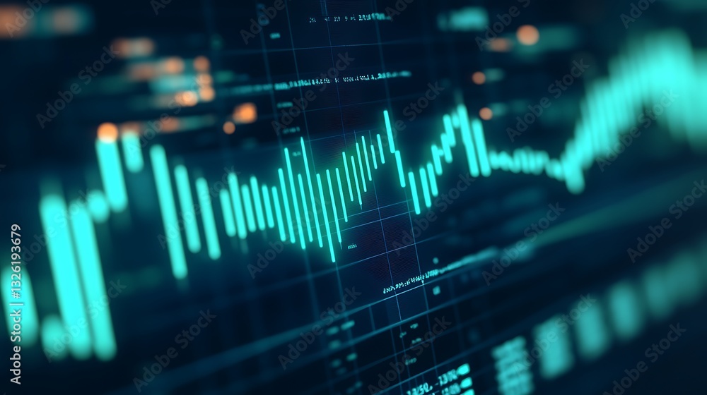 Aufkleber futuristic digital graph displaying financial market trends and data analysis in abstract technology