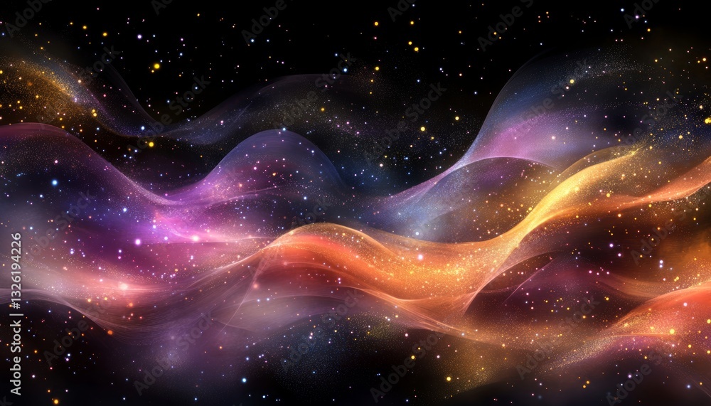 Poster vibrant multimedia streams colorful abstract background with swirling light and data particles
