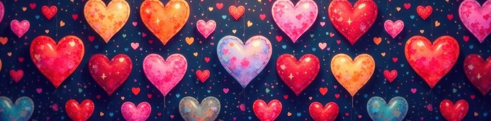 Joyful, multicolored heart pattern Ideal for festive projects , wedding, party, seamless