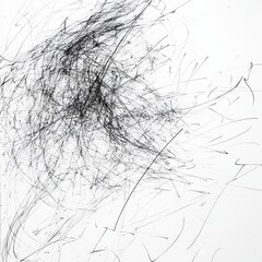 Fototapeta premium Abstract Ink Chaos: A Study in Contrasts and Minimalist Black and White Composition on White Canvas