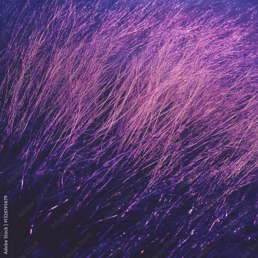 Poster abstract purple field: a dreamlike landscape of linear forms and vibrant colors in atmospheric persp
