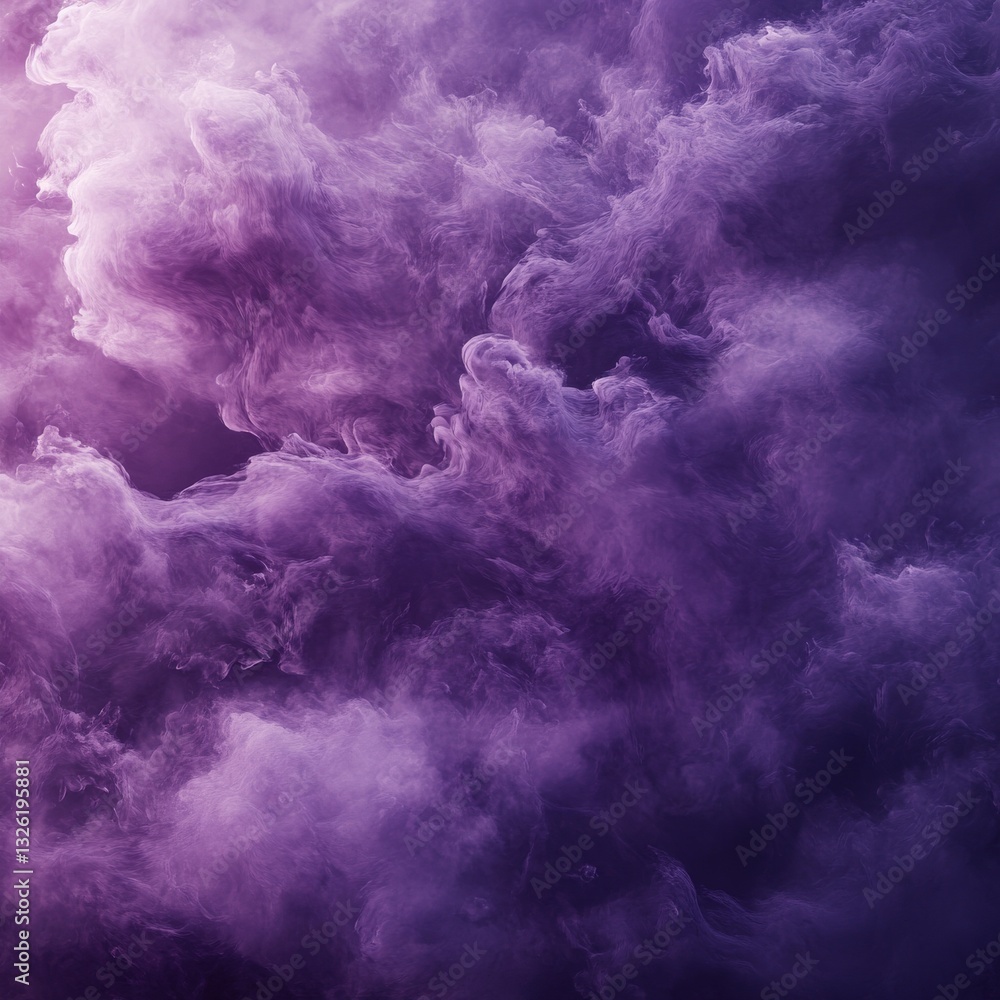 Poster abstract purple haze: dreamy clouds of lilac and violet paint creating a serene and mysterious atmos