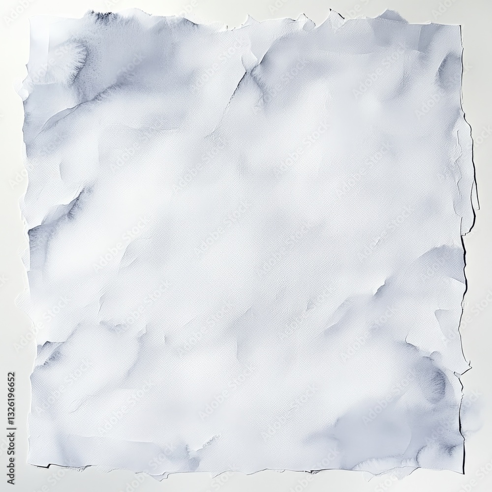 Poster Abstract White and Gray Watercolour Paper Texture with Rough Edges for Background or Design Elements 