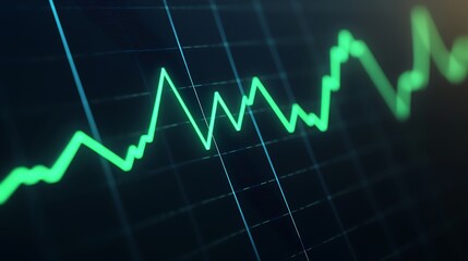 Green Line Graph Showing Fluctuating Data Trends for Financial Analysis and Market Insights in Business