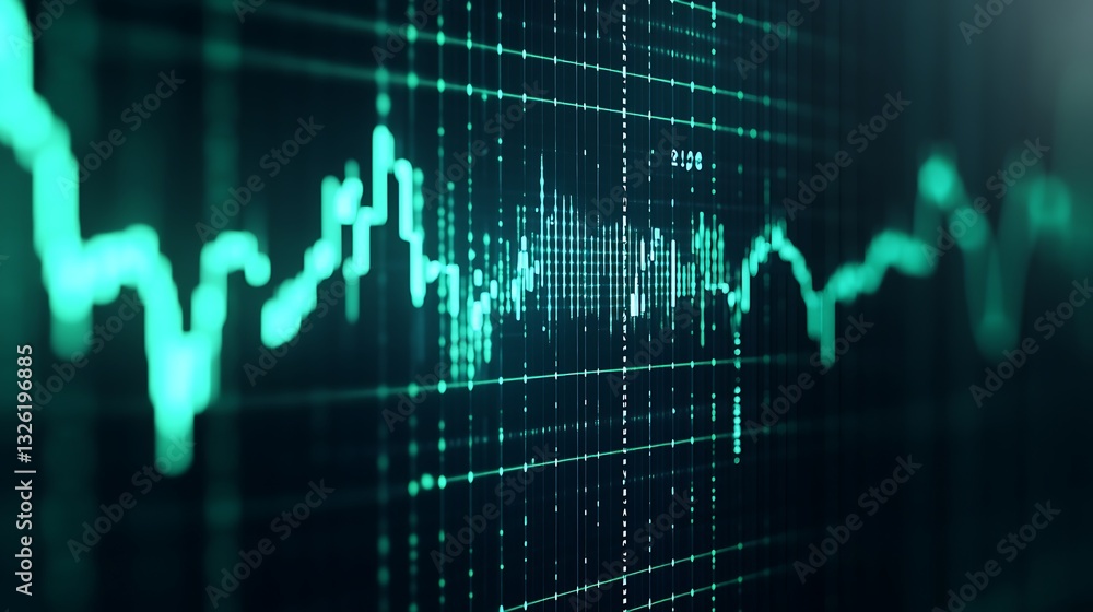 Poster modern abstract stock market graph with data fluctuations and digital design elements for financial 