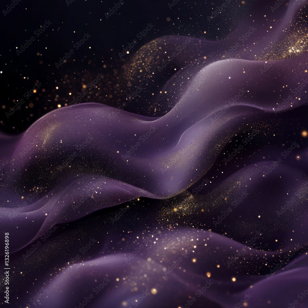 Poster amethyst aurora: ethereal flow of light and shadow, a dreamy dance of purple and gold creating a cap