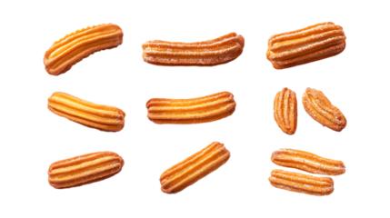Pack Churros Set Against Transparent Background for Dessert Branding, Snack Promotions, or Bakery Illustrations