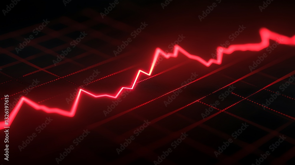 Aufkleber red line graph showing fluctuation in market trends with dark background and stylish design elements