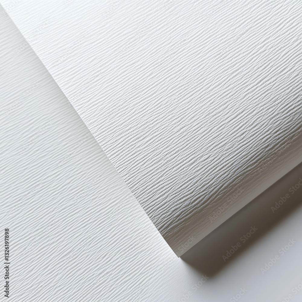 Aufkleber Crisp and Textured: A Close-Up of Textured White Paper with a Rolled Edge, Emphasizing Cleanliness and Subtle Depth