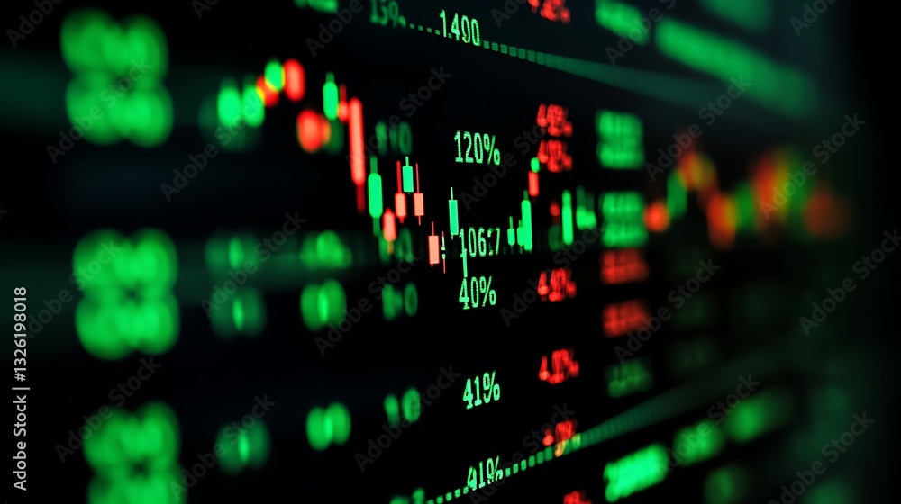 Aufkleber stock market trading data visualization with green and red candlestick chart displaying price fluctu