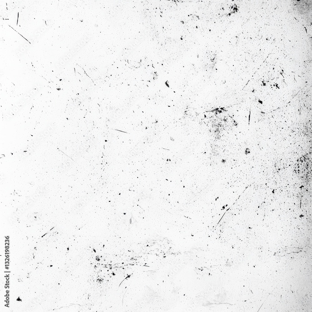 Poster Distressed White Background with Black Speckles and Scratches: Grungy Texture for Creative Design Projects