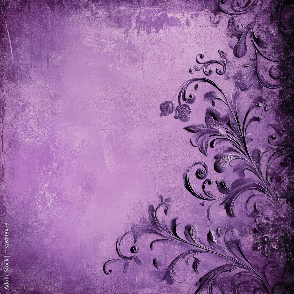 Aufkleber elegant floral design on textured lavender background with space for text or image overlay.