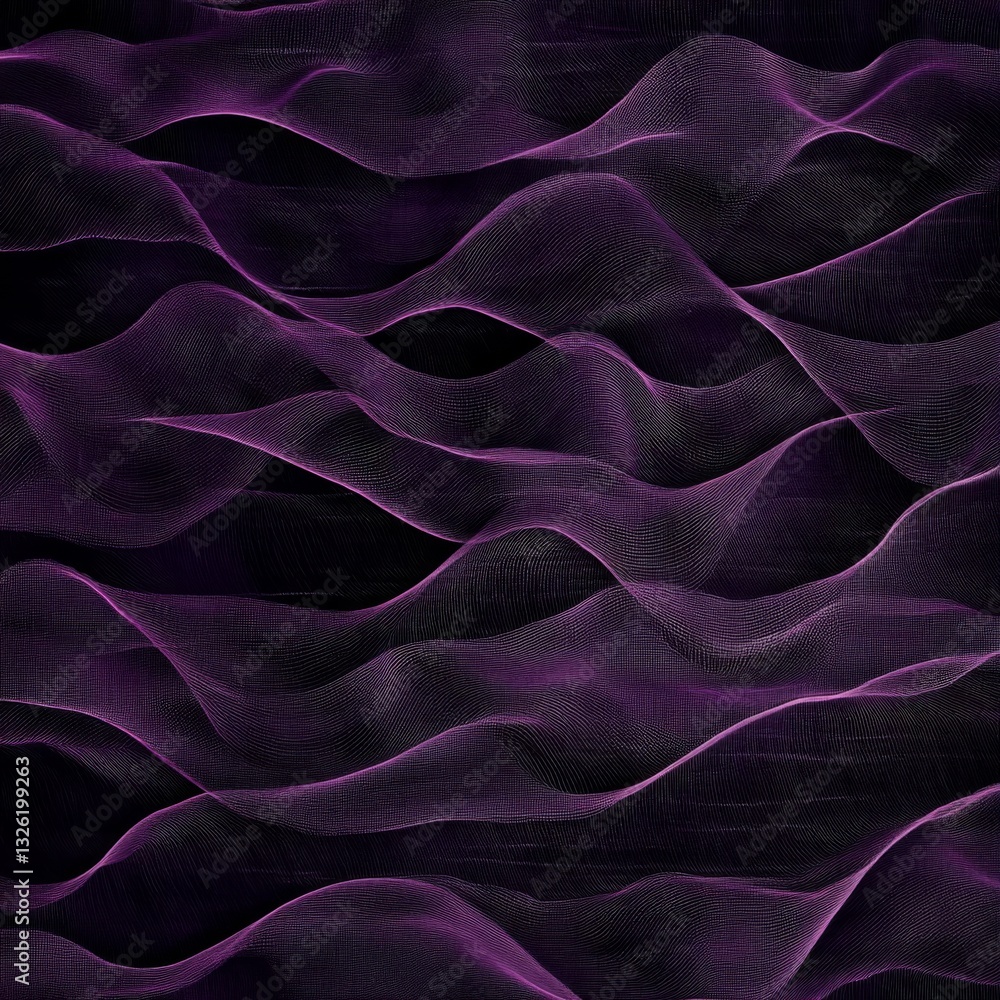 Poster Elegant Purple Waves: A Mesmerizing Abstract with Delicate Lines and Rhythmic Flowing Formations