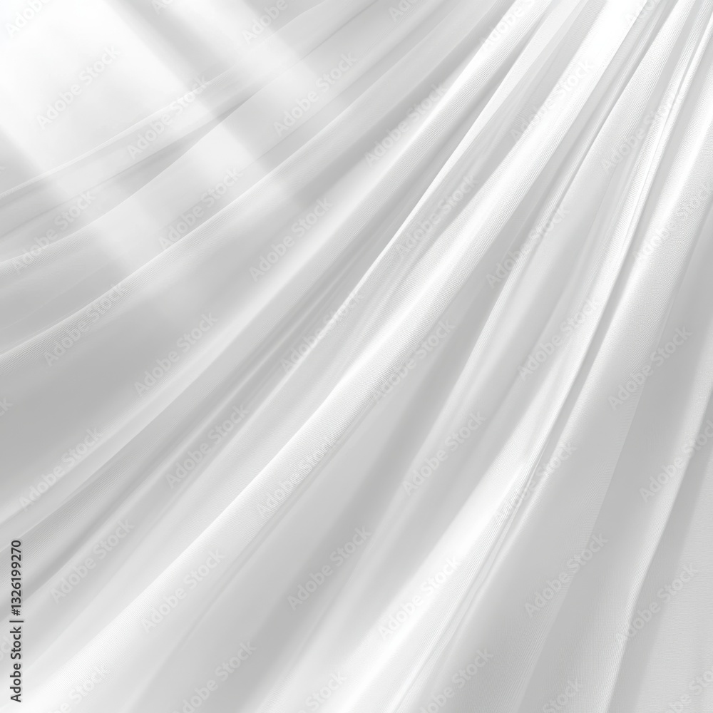 Poster Elegant White Fabric Drapes with Soft Light: A Minimalist Texture for Backgrounds and Design Projects