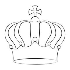 Outline crown with a cross. Vector icon of a crown.