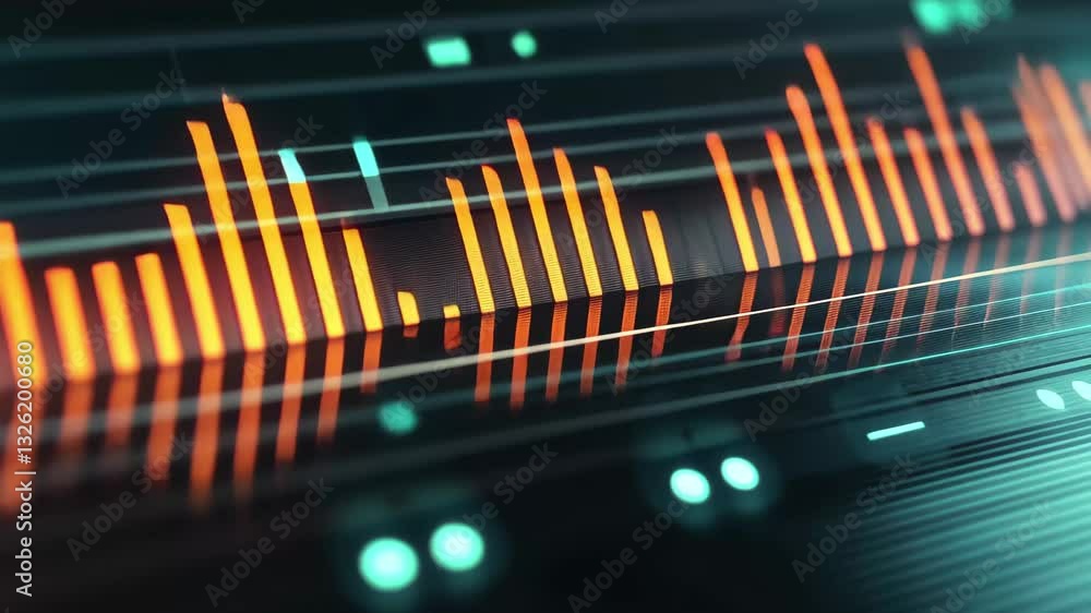 Aufkleber animated music player overlay visualizes sound with small equalizer display during lively music sess