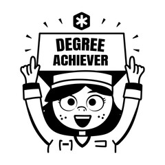 A glyph sticker of a nurse with degree achiever typography