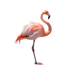 Fototapeta premium pink flamingo isolated on white background