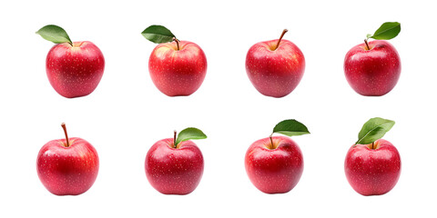 Pack Apple Fruit Set in Different Poses Against Transparent Background for Organic Food Branding, Healthy Lifestyle Promotion, or Culinary Design