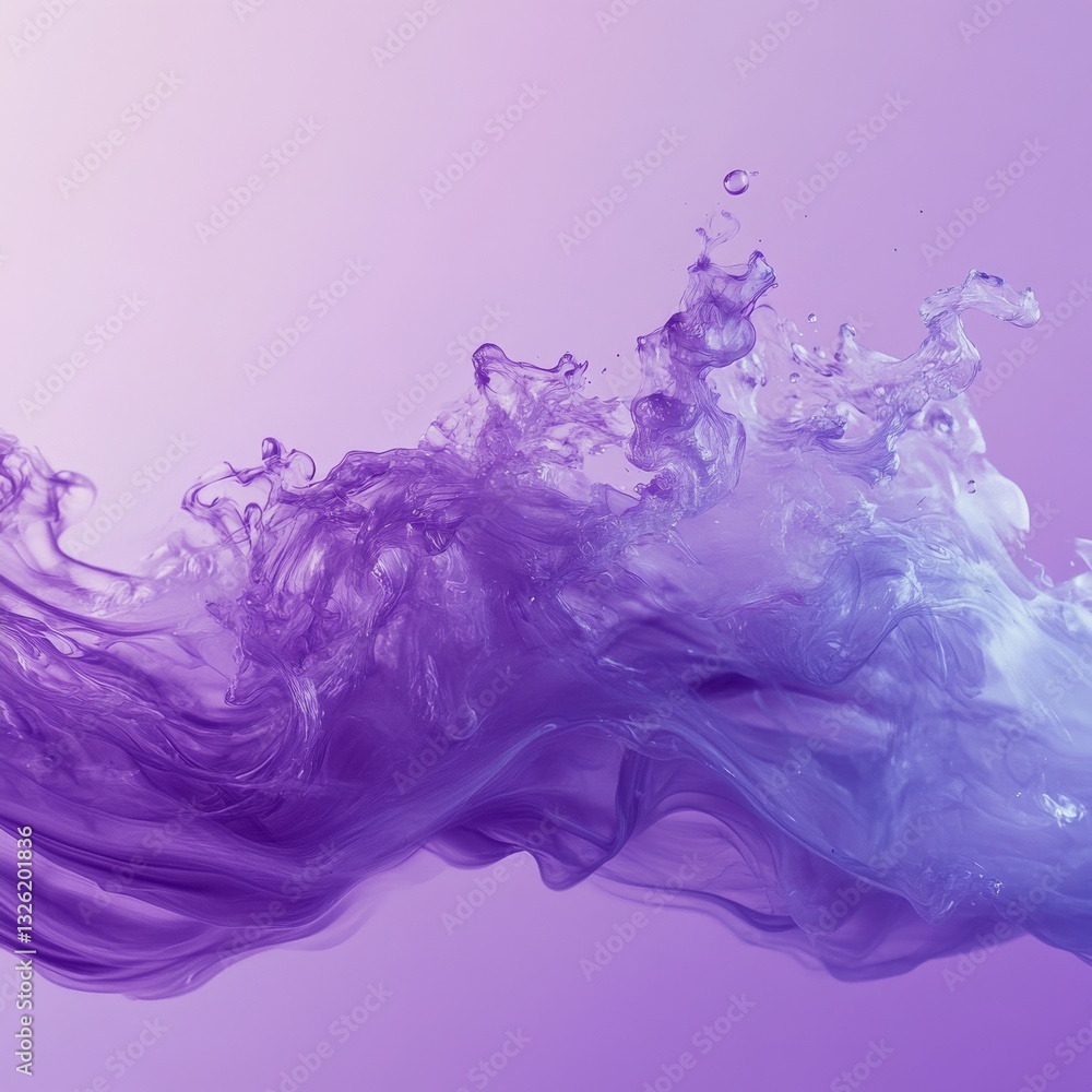 Aufkleber purple haze: abstract flow of ink in water, a captivating liquid art with delicate swirls and subtle