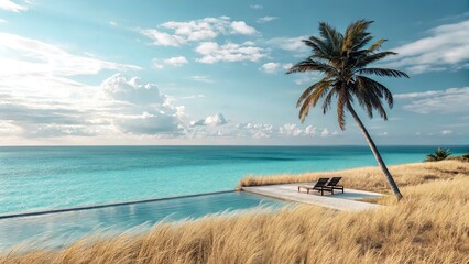 tropical beach with palm trees