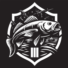 Cod fish logo design. Cod fish emblem. Fishing theme illustration.