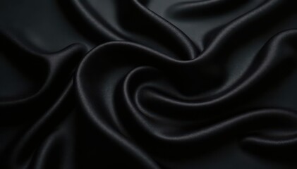 Fototapeta premium Luxurious black silk, subtle sheen, smooth surface, ample space, presentation, simple, deep black