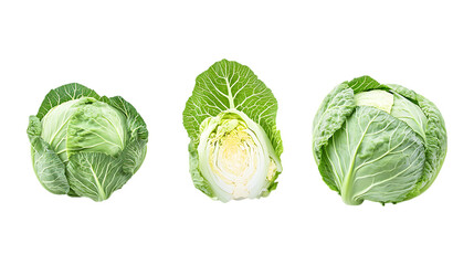 Fototapeta premium Pack Cabbage Set Against Transparent Background for Healthy Food Graphics, Grocery Branding, or Vegan Illustration Projects