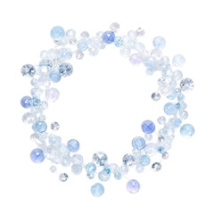 Obraz premium Elegant Jewelry Circle: A delicate wreath-like arrangement of sparkling jewelry in various shades of blue, radiating beauty, luxury, and sophistication.